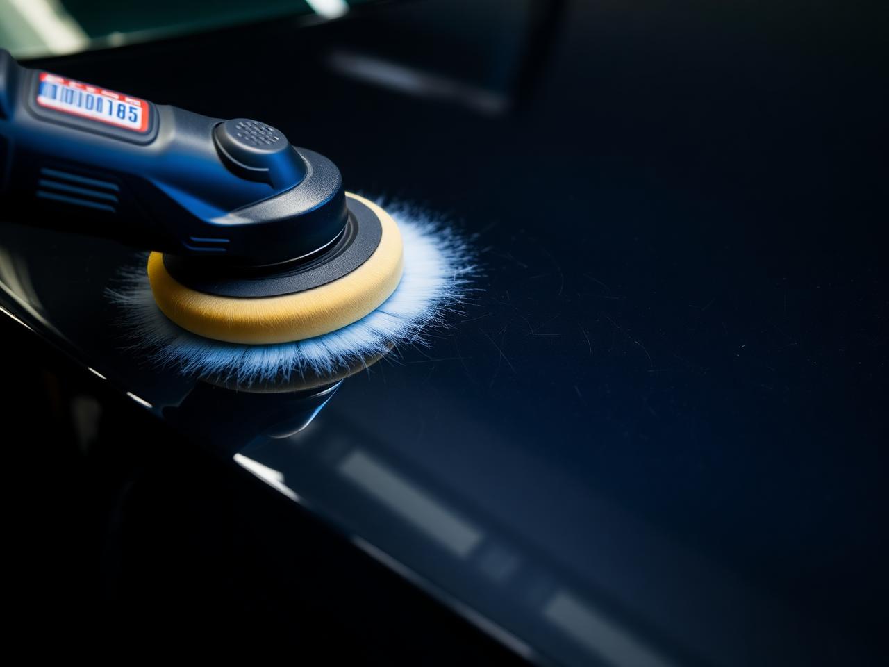 Detailer polishing car